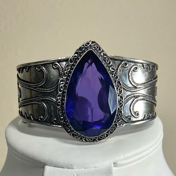 Vintage Style Amethyst 925 Gemstone Bangle
